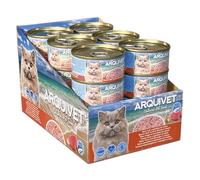 Filets de Thon Rouge aux crevettes (Lot de 24) - Boîtes de 80 g - Nourriture Humide pour Chat - ARQUIVET