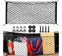Filets pour Auto Filet De Rangement Universel en Nylon pour Coffre Arrière Voiture Réglable en Maille Élastique Extensible pour Voyage, Bicouche Filet de Rangement Voiture(110 x 40cm)