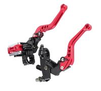FILFEEL 1 Paire de Leviers de Maître-cylindre de Frein et D'embrayage de Moto, en Aluminium CNC Réglables avec Base de Miroir, Ajustement Universel pour Guidon de 7 à 8 Pouces de 22 Mm (rouge)