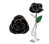 FILFEEL 24K Black Rose avec Support et boîte d'emballage, de Fleurs Romantique et Amoureux pour épouse, Anniversaire de Mariage, Anniversaire de la fête des mères