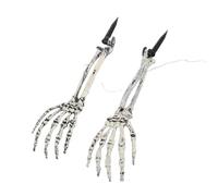 FILFEEL 2pcs Allumer des Bras Squelettes LED Hands Squelettes Mains Effrayantes et Effrayants à Armes Réalistes avec des Lumières LED Intégrées pour Les Décorations de Fête d'halloween (Blanc)