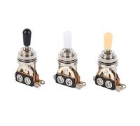 FILFEEL 3 Pièces Interrupteur à Bascule de Guitare à 3 Voies Interrupteur Droit Court avec Pointes de Crème Blanche pour Guitare électrique (SILVER)