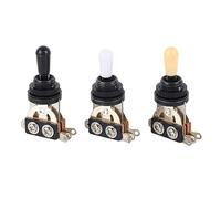 FILFEEL 3 Pièces Interrupteur à Bascule de Guitare à 3 Voies Interrupteur Droit Court avec Pointes de Crème Blanche pour Guitare électrique (BLACK)
