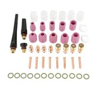 FILFEEL Accessoires de Soudage TIG, Accessoires de Consommables de Torche Kit d' de Torche de Soudage avec Buses d'alumine, Collets en Cuivre et Objectif à Gaz 49pcs Ensemble Complet pour WP-17 /