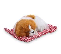 FILFEEL Adorable Jouet de Simulation de Chien en Peluche pour Enfants - Poupée en Peluche Activée par Le Son en Jaune-Blanc (Huang Bai Sait Comment Appeler Un Chiot)