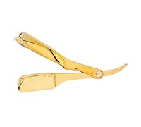 FILFEEL Barbier Droit, Professionnel Pliable avec Rotation Libre de 270 Degrés pour le Rasage de la Barbe et la Coupe des Poils du Corps (Or électrolytique)