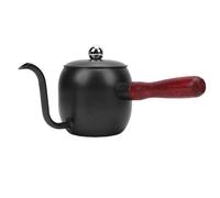 FILFEEL Bouilloire à café 500 Ml - Cafetière Goutte à Goutte en Acier Inoxydable 304 avec Bec Verseur à Col de Cygne avec Poignée en Bois pour Kalita - Camping Brew (BLACK)