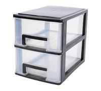 FILFEEL Bureau avec 2 Tiroirs - Boîte de Rangement de Bureau en Plastique Transparent Empilable pour, Dortoir et Maison, Papeterie Résistante, Bac de Rangement Stationnaire Compact 24 X 17 X 20 Cm