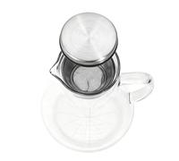 FILFEEL Cafetière à Froid en Verre Borosilicate avec Acier Inoxydable 304 - Pichet Hermétique pour café infusé à Froid, thé glacé, Limonade et Infusions de Fruits - 26,4 Cm de Haut, Plat (1600ML)