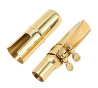 FILFEEL Embouchure de Saxophone Alto - Embout de Saxophone Plat en Laiton à 5 Ouvertures avec Métal et Ligature pour Débutants et Joueurs Intermédiaires
