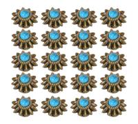 FILFEEL Ensemble de 20 Boucles Conchos Décoratives Marguerite avec Imitation Turquoise, Rivets Métalliques Vintage pour l'artisanat du Cuir et les œuvres d'art (BLUE)