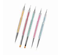 FILFEEL Ensemble de 5 Stylos Pinceaux pour Nail Art, Outil de Manucure Professionnel pour Dessiner des Lignes, Peinture de Fleurs, avec Matériau Plastique Durable, pour Bricolage,