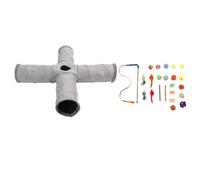 FILFEEL Ensemble de Jouets Colorés pour Chat, avec Bâton Interactif, Cloche, Ressorts et Tunnel Pliable pour Le Plaisir de Noël