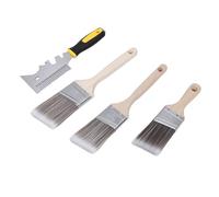 FILFEEL Ensemble de Pinceaux Coudés avec Peigne en Acier Inoxydable - Kit de 4 Pinceaux Professionnels de Découpe et de Détail Comprenant Un Manche/Court de 2 Pouces + Une Brosse Coudée de 2,5