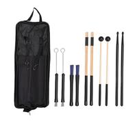 FILFEEL Ensemble de Professionnelles - Kit d'outils de Percussion 5 Paires avec Maillets en Caoutchouc et en érable, Brosses en Nylon Jazz, Brosses Métalliques + Sac de Rangement en Tissu Oxford pour