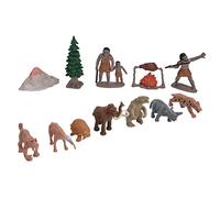 FILFEEL Figurines Historiques Préhistoriques, Ensemble de Jeu pour Enfants, Ornements d'animaux et Figurines d'hommes Primitifs, 12 Pièces (Douze Costumes)
