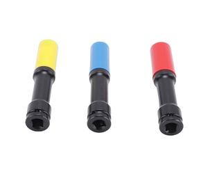 FILFEEL Jeu de 3 Douilles de Protection de Roue à Paroi Fine - Douilles Profondes à Impact Supplémentaire de 2 Pouces, Code Couleur pour l'installation et le Retrait du Moyeu de Roue - Acier Cr Mo