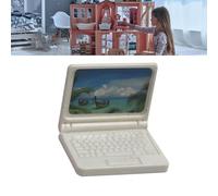 FILFEEL Jouet d'Ordinateur Portable de Simulation de Maison de Poupée pour Enfants Filles - Ensemble de Jeu éducatif pour Ordinateur Portable Miniature en Couleur Rosée (White)