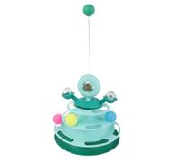 FILFEEL Jouet Interactif pour Chat avec 3 Pistes et Trou pour Plumes, Sûr, Antidérapant, Jouet Rotatif d'intérieur pour Chaton, Facile à Assembler, pour Les âges (Vert Menthe)