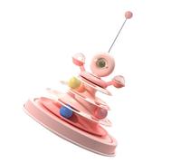 FILFEEL Jouet Interactif pour Chat avec 3 Pistes et Trou pour Plumes, Sûr, Antidérapant, Jouet Rotatif d'intérieur pour Chaton, Facile à Assembler, pour Les âges (Pink)