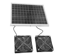FILFEEL Kit de Ventilateur à énergie Solaire 75 W Panneau Monocristallin Double Ventilateurs de Ventilation de 4,72 Pouces avec étanchéité IPX7 et Filet Métallique pour Toit de Maison pour Animaux de