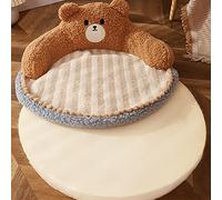 FILFEEL Lit pour Chat avec Dossier Haut - Coussin Confortable Lavable pour Chats et Chiens - Design Chaleureux et Spacieux pour Animaux de Compagnie (Petit Ours)