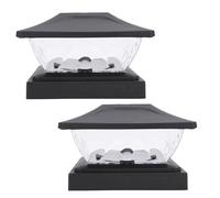 FILFEEL Lot de 2 Lampadaires Solaires - Lampadaire LED ABS Résistant aux Intempéries avec Lentille sans Cadre, Double éclairage Blanc Chaud/blanc, Allumage Automatique par Bouton-poussoir, Convient