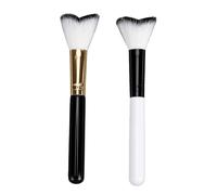 FILFEEL Lot de 2 Pinceaux de Maquillage en Forme de Queue de Poisson, Manche Court, Doux, en Forme de V, Dense et Moelleux, avec Poignée en ABS Léger pour un Contour et un Estompa