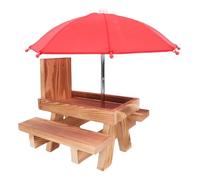 FILFEEL Mangeoire de Table de Pique-Nique en Bois avec Adorable Parapluie pour Une Expérience de Repas de Maïs en Plein Air avec des Tamias