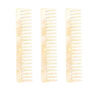 FILFEEL Peigne à Dents Larges 3 Pièces, Démêlant Léger électricité Statique pour Cheveux Bouclés, épais et Mouillés avec Finition Blanche Coquille