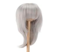 FILFEEL Perruque de Poupée Courte et Droite de Haute qualité pour 4 Poupées, Cheveux Synthétiques pour Tour de Tête de 18,5 à 21 Cm, Design élégant (Gris argent)