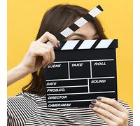 FILFEEL Planche à Clap de Film 20x20cm, Planche en Bois Effaçable à Sec pour Cinéastes et Idées de Décoration