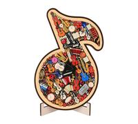 FILFEEL Puzzle Musical en Bois de Notes, 67 Pièces Puzzle 3D de Notes de Musique avec Fragments de Guitare Violon Piano Saxophone Accordéon, pour Décoration