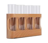 FILFEEL Station de Propagation des Plantes avec Support en Bois - 9 Lumières LED à intensité Variable et 4 Tubes à Essai en Verre Borosilicate pour la Propagation, l'enracinement et la Décoration