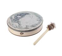 FILFEEL Tambour Chaman, Instrument de Percussion Rond en Cuir et Bois fabriqué à la Main de Couleur Vintage avec Baguette de Tambour, pour la Thérapie Sonore, la Méditation, la Guérison (SILVER)