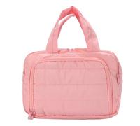 FILFEEL Trousse de Toilette de Voyage, Organisateur de Cosmétiques étanche à Large Ouverture avec Poches pour Pinceaux, Trousse de Maquillage en Cuir PU pour Les Voyages d'affaire (Pink)