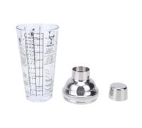 FILFEEL Verre 14oz avec Couvercle de Passoire intégré en Acier Inoxydable, Double échelle et 6 Recettes Imprimées pour le Mélange de Boissons au Bar à Domicile