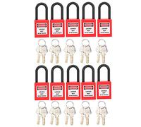 FILFEEL Verrou de Consignation, Cadenas de Sécurité en Nylon 38 Mm pour Site Industriel, Ensemble de Cadenas de Sécurité avec 2 Clés par Serrure, 10 Ensembles(Rouge)
