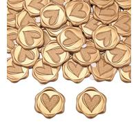 Filhome Lot de 50 sceaux de cire autocollants en forme de cœur doré - Pour mariage, fête