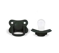 Filibabba® Lot de 2 tétines pour bébé en silicone dans de belles couleurs mates - Tétine adaptée à la mâchoire - Design danois - 2 pièces avec boîte à tétine (vert foncé, 6 mois)