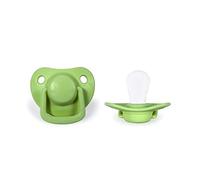 Filibabba® Lot de 2 tétines pour bébé en silicone dans de belles couleurs mates - Tétine adaptée à la mâchoire - Design danois - 2 pièces avec boîte à tétine (Pistachio, 0-6 mois)