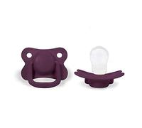 Filibabba® Lot de 2 tétines pour bébé en silicone dans de belles couleurs mates - Tétines adaptées à la mâchoire - Design danois - 2 pièces avec boîte à tétines (prune, 6 mois et plus)