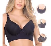 Filifit Sculpting Uplift Bra, Women Deep Cup Bra Hides Back Fat, Plus Size Push Up Bra to Hide Your Back and Side Fat (Color : Noir, Size : 44D)