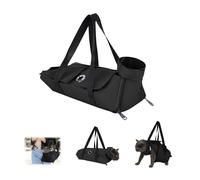 Fililogor Sac de toilettage pour chat - Noir - Anti-rayures - Avec trous pour les pieds - Pour couper les griffes, nettoyer les oreilles et couper les ongles - Noir - Taille S