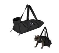 Fililogor Sac de toilettage pour chat - Noir - Anti-rayures - Avec trous pour les pieds - Pour couper les griffes, nettoyer les oreilles et couper les ongles - Noir - Taille M