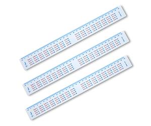 Filipov 3 x règle de 30 cm avec tableau multiplicateur blanc / lot de 3 /