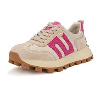 FILIPPO Baskets à plateforme en cuir pour femme - Baskets basses pour femme, beige, 36 EU