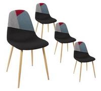 FILLA - Lot de 4 Chaises Tricolores et Motif Pied de Poule - Altobuy Gris