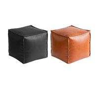 Fillable Footstool - 40cm Unpadded Seat Cushion & Storage Cube | Leather Foldable Floor Footstool Mat For Living Room, Bedroom & Dorm | Decorative Storage Ottoman Bench Without Lining (Stitching Rando