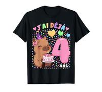 Fille 4e Anniversaire Cadeau J'Ai Déjà 4 Ans Capybara T-Shirt